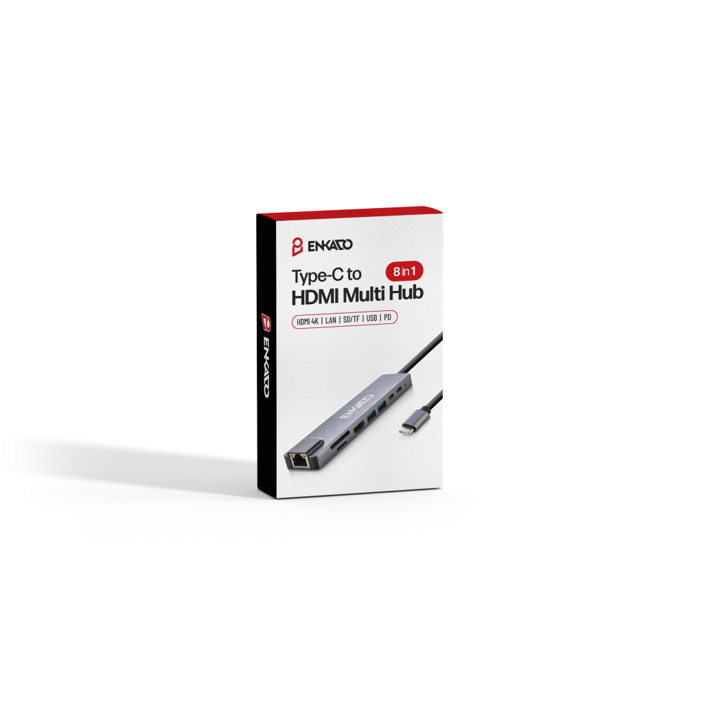 ENKADO EKD-TP42, Type-C to To HDMI, 2PD, 2 USB 2.0 HDMI 4K + SD/TF, Ethernet 100mbs Multi· Hub - Enkado - görsel 2