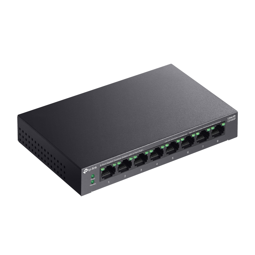 TP-LINK LS108GP, Green Tech, 8 Port GigaBit, PoE 62W, Yönetilemez, Metal Kasalı Switch - Tp-Link - görsel 4