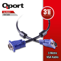 QPORT Q-VGA3 3M 15PIN VGA KABLO - QPORT