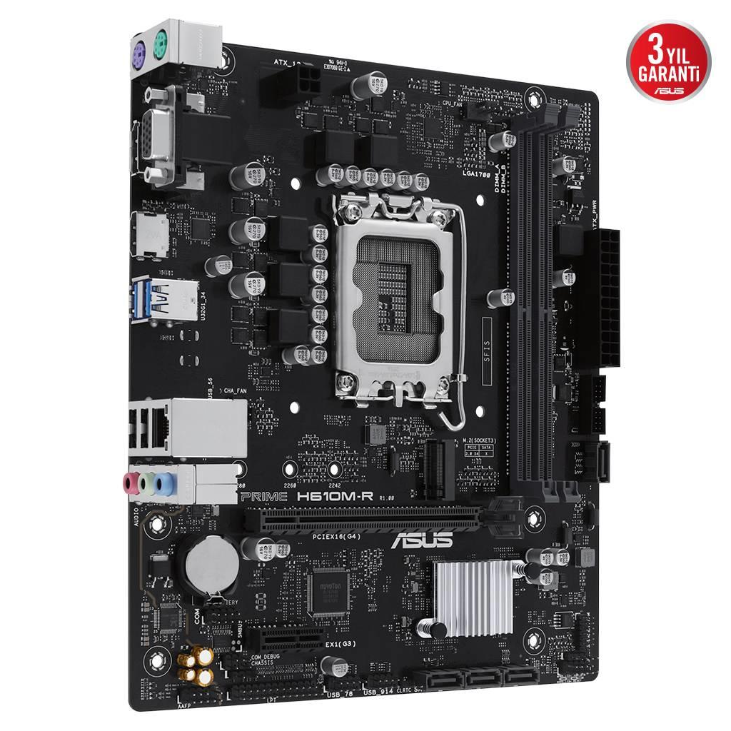 ASUS PRIME H610M-R-SI, 2xDDR5, M.2, D-SUB, DP, HDMI, 12-13.14.Nesil, LGA1700 Soket, Anakart - Asus - görsel 2
