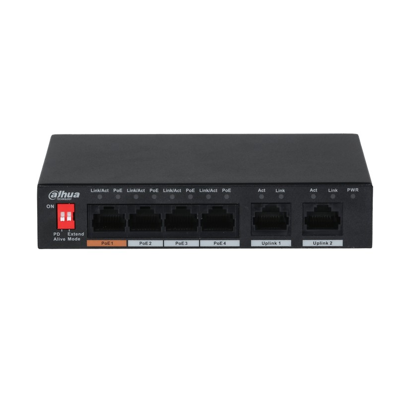 DAHUA PFS3006-4ET-60 4 PORT 10/100 + 2 PORT 10/100 UPLINK 250 METRE 60W POE METAL KASA SWITCH - Dahua - görsel 3