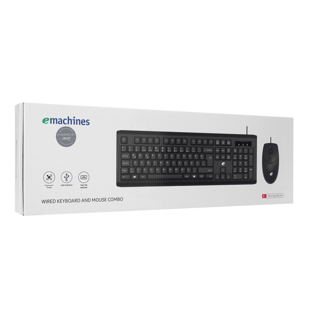 ACER eMachines, EAK9821S, Siyah, USB Kablolu, Türkçe Q, Klavye Mouse Set - Acer - görsel 5