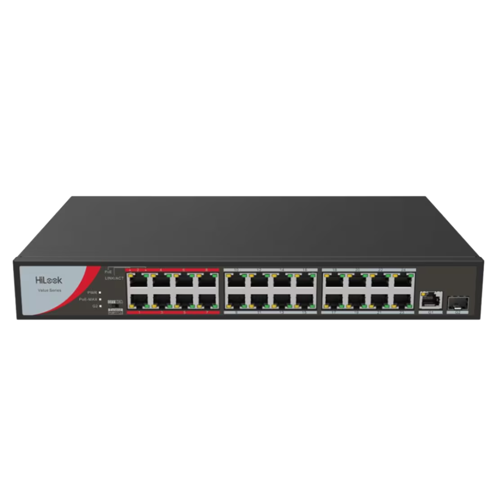 HILOOK NS-0326P-230(B), 24Port, Megabit, PoE 230W, 1 Port GigaBit Lan, 1 Port GigaBit SFP, Long Range 250Metre, Yönetilemez, Masaüstü Switch - Hilook - görsel 4