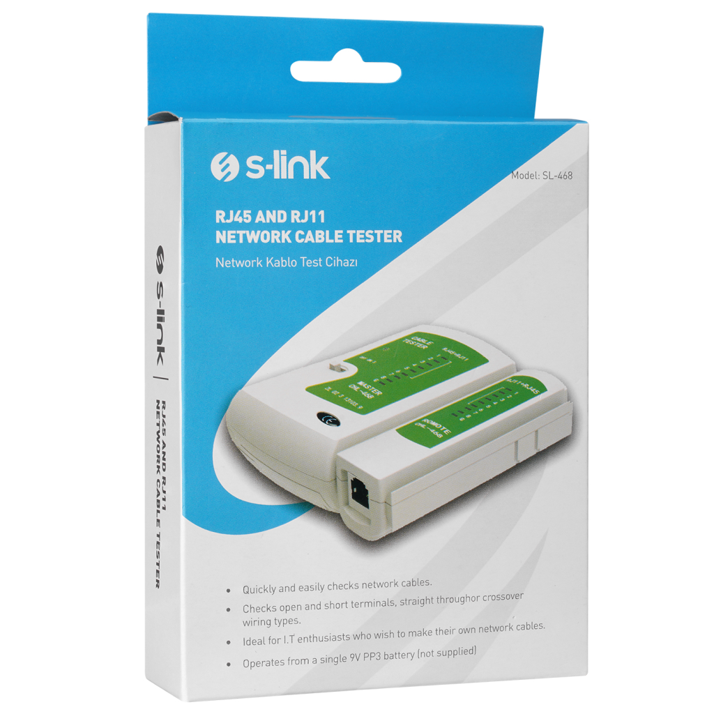 S-LINK SL-468, RJ45 ve RJ11 Tester, Kablo Test Cihazı - S-Link - görsel 4