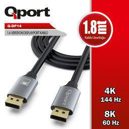 QPORT (Q-DP14) DISPLAY PORT 1.8 METRE KABLO - QPORT