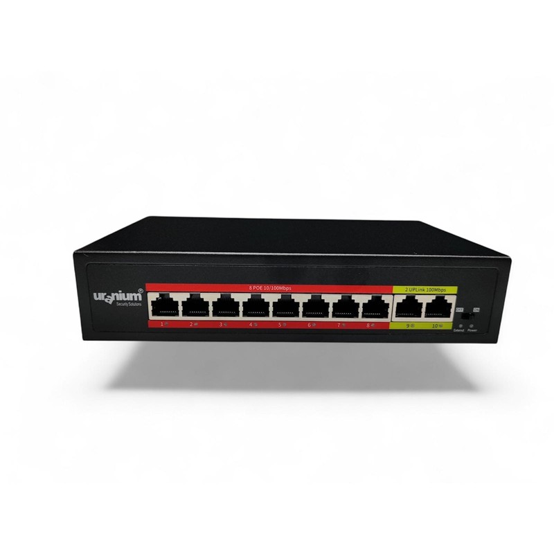 URANIUM POE-8002-96W 8 PORT 10/100 + 2 PORT 10/100 RJ45 UPLINK WATCH-DOG POE SWITCH (REALTEK CHIPSET) - Uranium