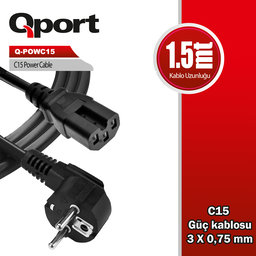 QPORT 1.5M C15 POWER GUC KABLOSU (Q-POWC15) - QPORT