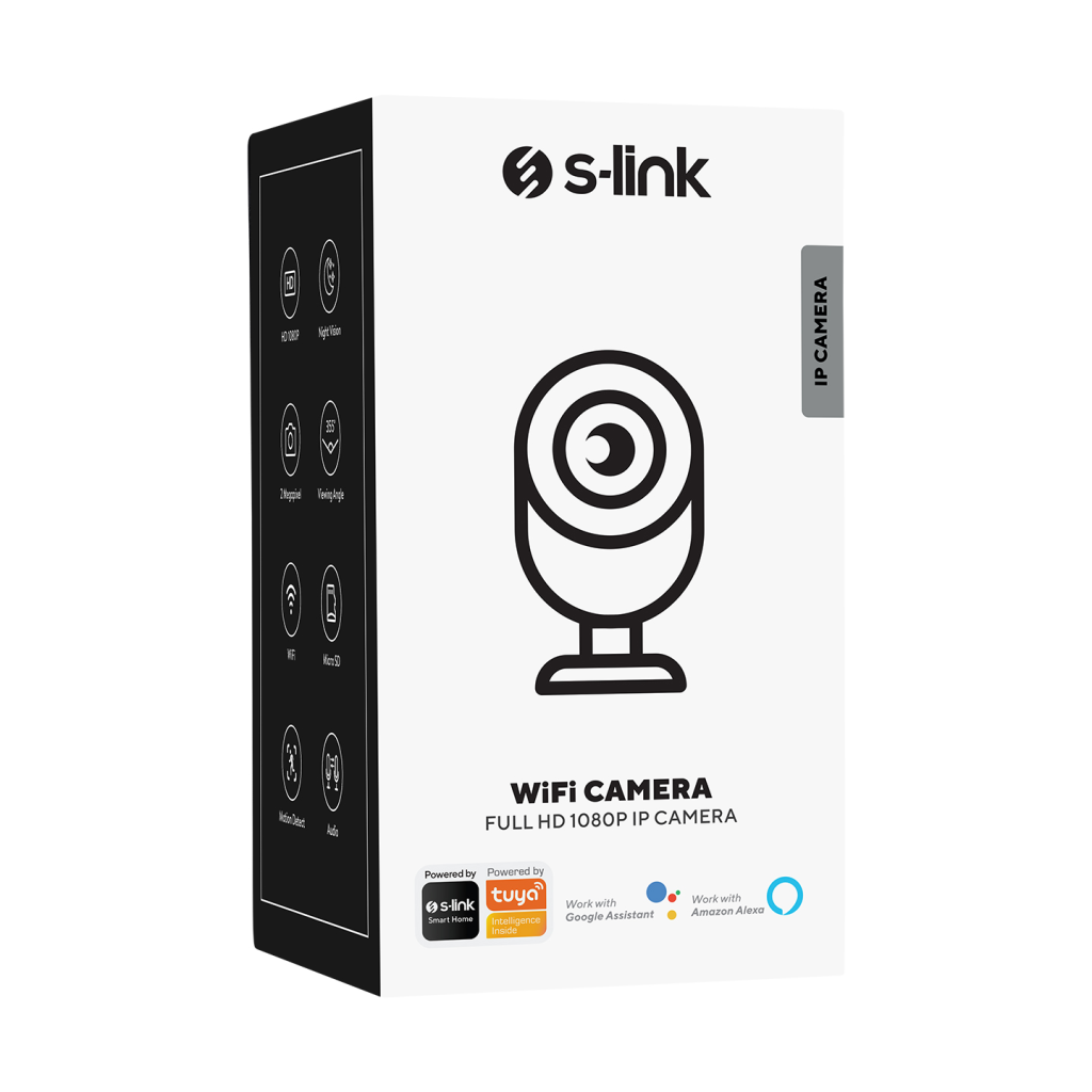 S-LINK SL-IND02, Ev/Bebek Güvenlik Kamerası, WiFi, 2Mpix, 3.6mm Lens, 10m. Gece Görüşü, Hareket algılama, İki Yönlü Ses, Micro SD Kartlı, TUYA Yazılım - S-Link - görsel 4