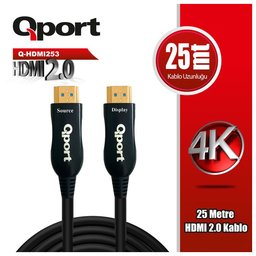 QPORT (Q-HDMI253) ALTIN UCLU 25M 4K HDMI2.0 KABLO - QPORT