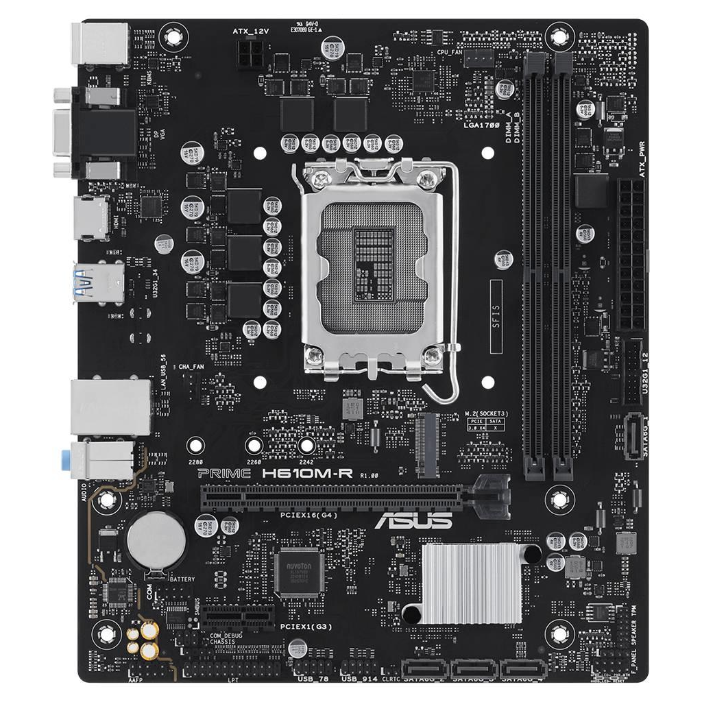 ASUS PRIME H610M-R-SI, 2xDDR5, M.2, D-SUB, DP, HDMI, 12-13.14.Nesil, LGA1700 Soket, Anakart - Asus