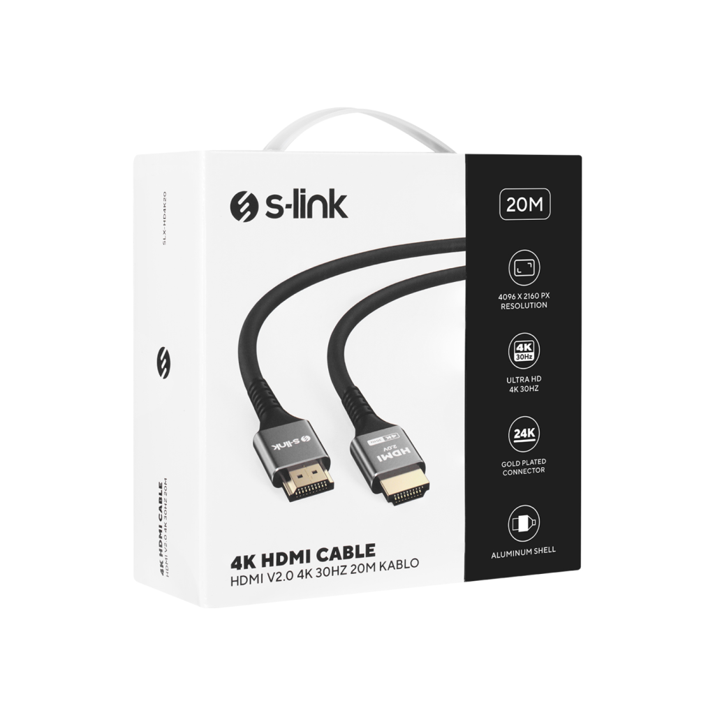 S-LINK SLX-HD4K20 20 Mt Metal v2.0 4K (4096*2160) 30Hz HDMI Kablo - S-LINK - görsel 5