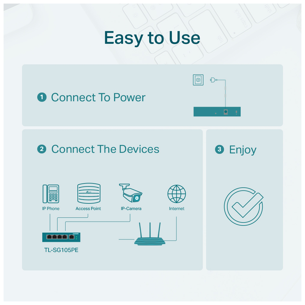 TP-LINK TL-SG105PE, 5 Port, GigaBit, 4 Port Poe, 65W, Easy Smart, Yönetilebilir, Metal Kasa, Masaüstü Switch - Tp-Link - görsel 5