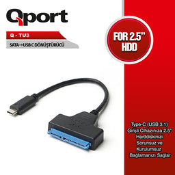 QPORT (Q-TU3) USB3.1 TYPE-C TO SATA  CEVIRICI - QPORT