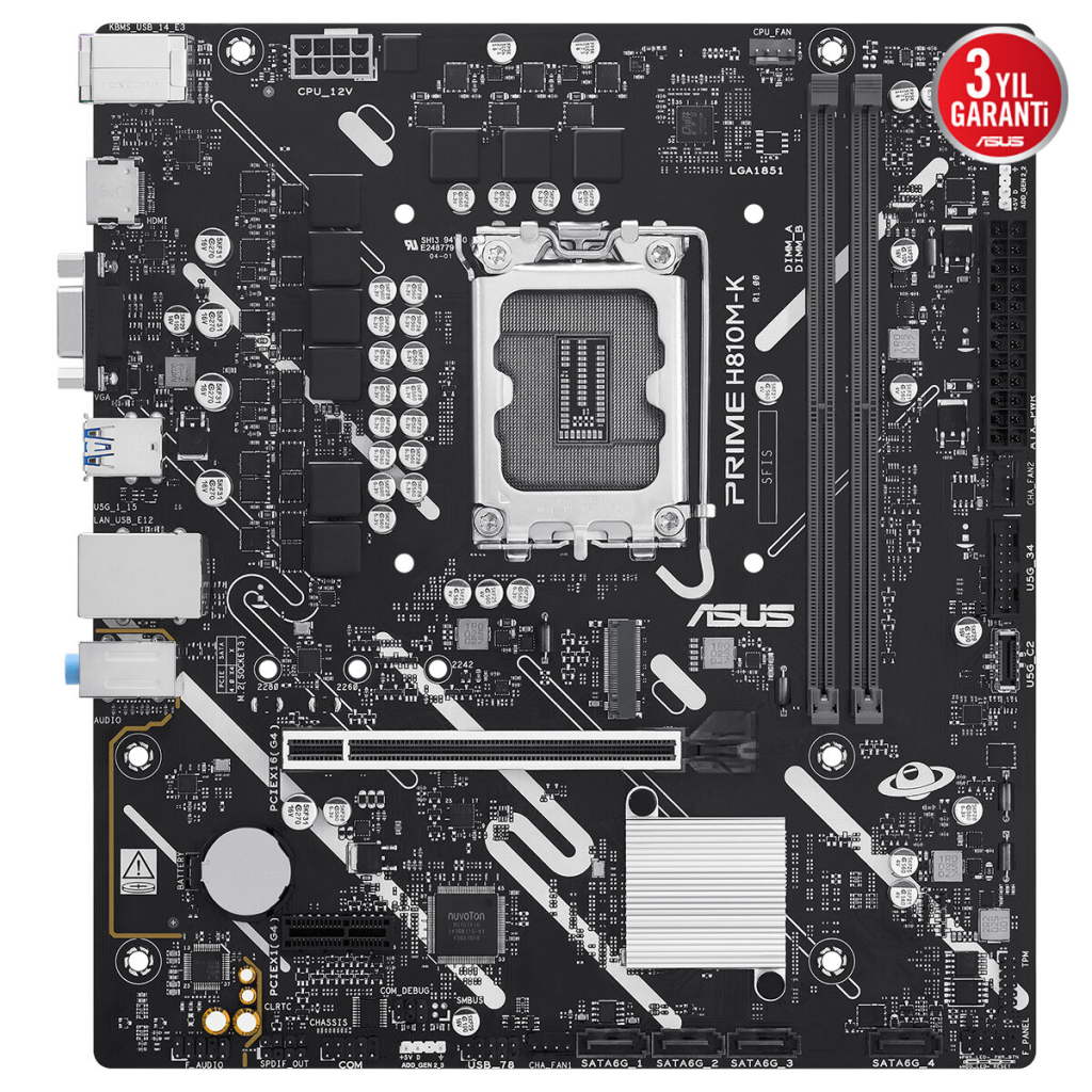 ASUS PRIME H810M-K H810 DDR5 Vga GLan mATX HD M2 1851p Anakart - ASUS - görsel 3