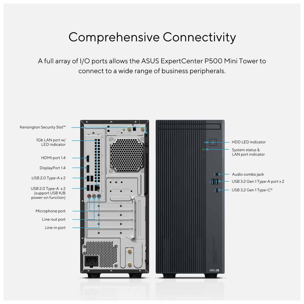 ASUS P500MV-C52108512B0D ExpertCenter P500, Core 5 210H, 8Gb DDR5 Ram, 512Gb SSD, Paylaşımlı Ekran Kartı, FreeDos, Mini Kule PC - Asus - görsel 5