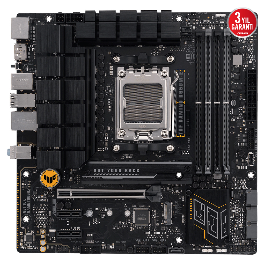ASUS TUF GAMING B650M-E, 4xDDR5, 2x M.2, HDMI, 2xDP, Type-C, AM5 Soket GAMING Anakart - Asus - görsel 2