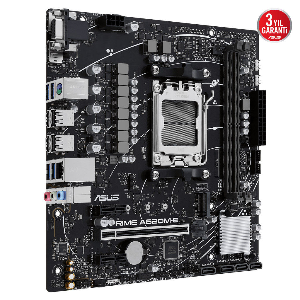 ASUS PRIME A620M-E-CSM, 2xDDR5, 1x M.2, D-SUB, DP, HDMI, AM5 Soket Anakart - Asus - görsel 3