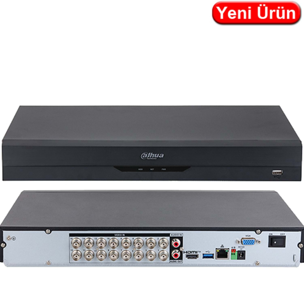 DAHUA XVR5216AN-5M-I3, 16 Kanal, 5Mpix H265+, 2 HDD, 5in1 DVR Cihazı - Dahua