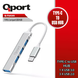 QPORT Q-TUC05 TYPE-C TO 4 PORT METAL USB ÇOKLAYICI - QPORT