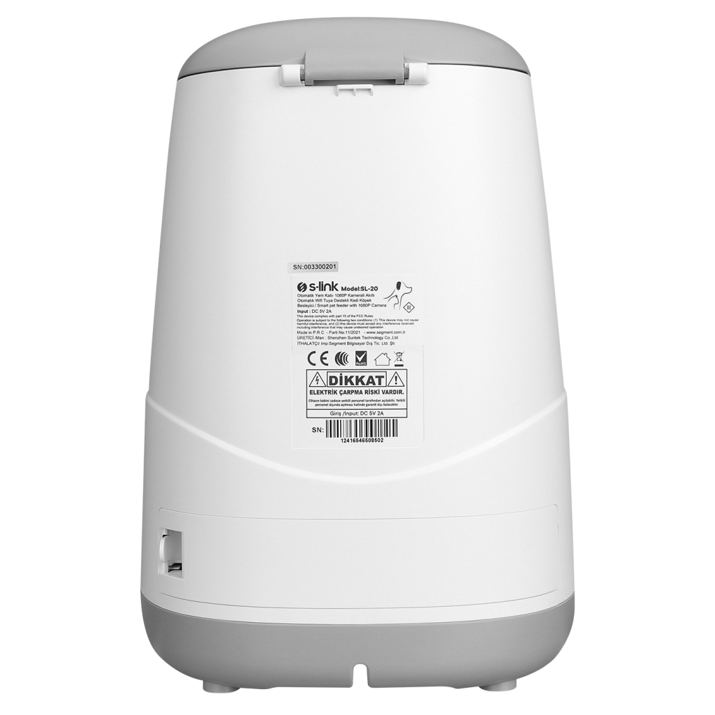 S-LINK SL-20, 3,7Litre Kapasiteli, WiFi, 1080P Kameralı, İyi Yönlü Ses, Tuya Destekli, Otomatik Yem Kabı - S-Link - görsel 3
