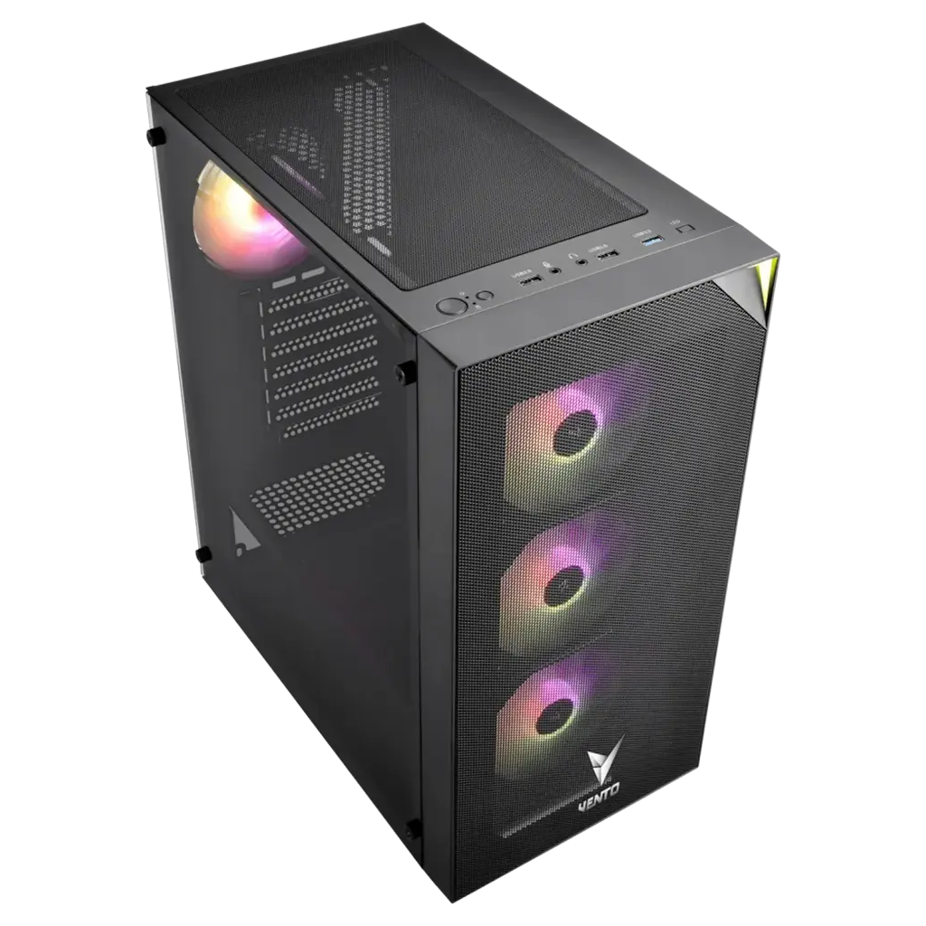 VENTO VG3400S, 650W, 80Plus, Siyah, Temperli Cam, RGB, ATX, Tower, GAMING KASA - Vento - görsel 3
