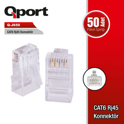 QPORT Q-J650 CAT6 50 ADET RJ-45 KONNEKTOR - QPORT