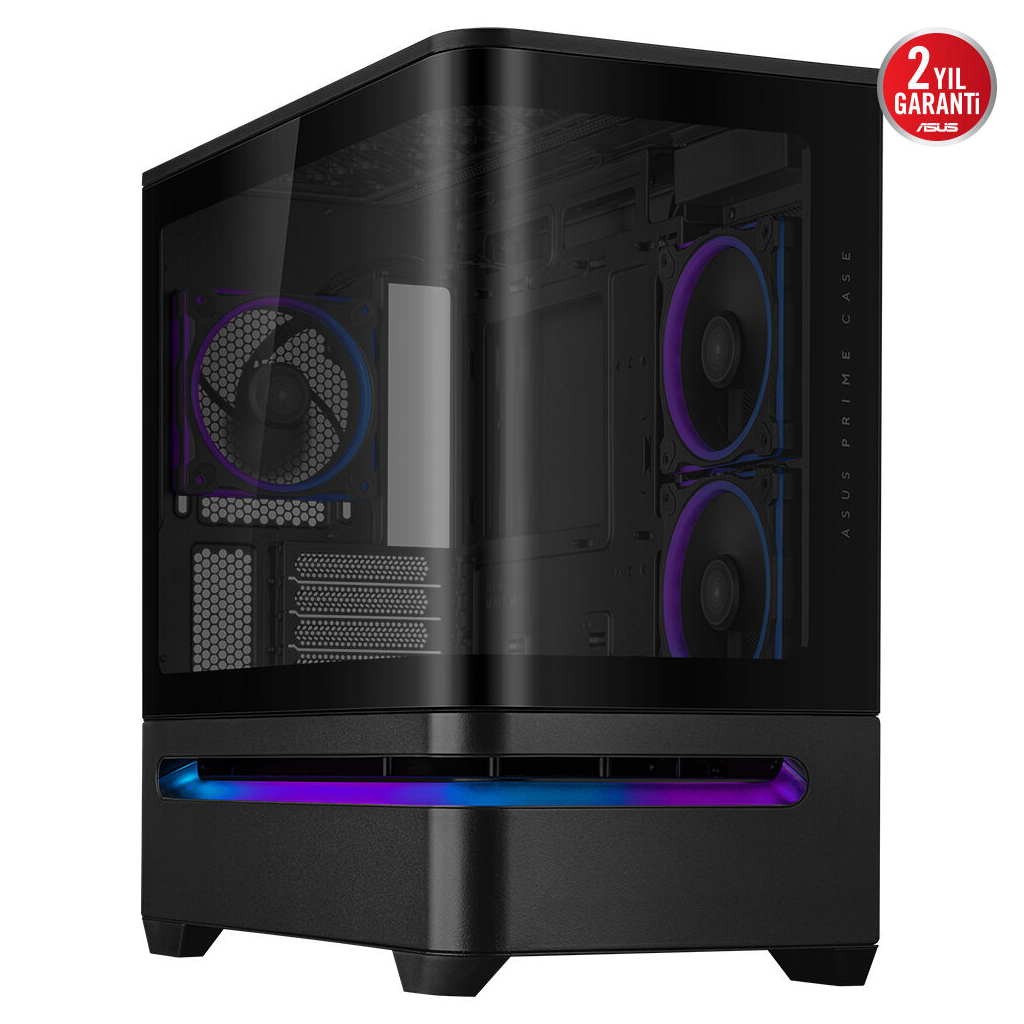 ASUS PRIME AP202 TG ARGB, PSU YOK, Tempered Glass, Kavisli Panel, ARGB, mATX, GAMING KASA - Asus
