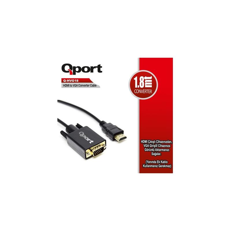 QPORT (Q-HVG18) HDMI TO VGA CEVIRICI 1.8M  KABLO - QPORT - görsel 3