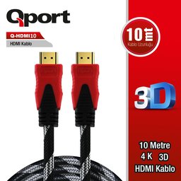 QPORT (Q-HDMI10) ALTIN UCLU 10M HDMI KABLO - QPORT