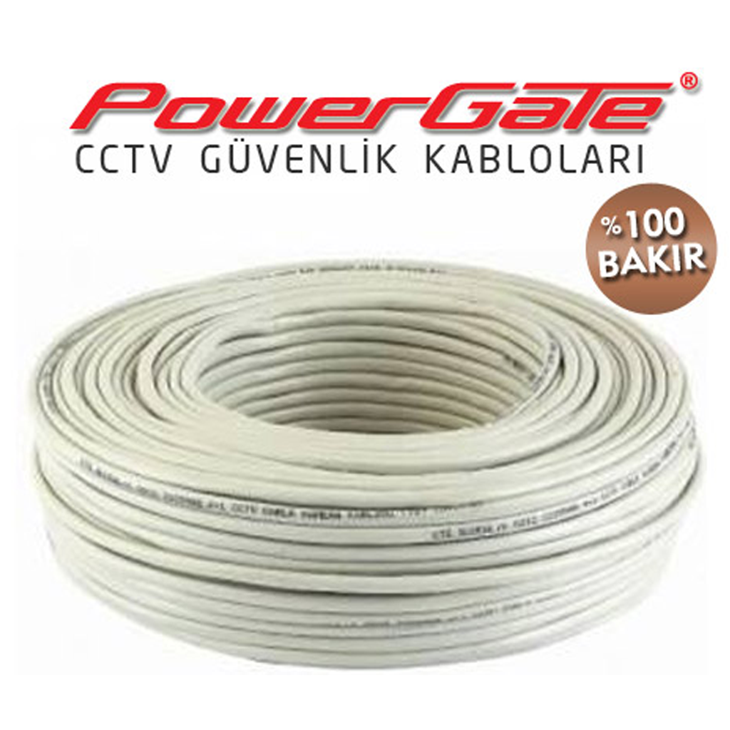 PowerGate EVO 100mt, 2+1 (2x0,22+0,33) %100Bakır, CCTV Güvenlik Kablosu - PowerGate