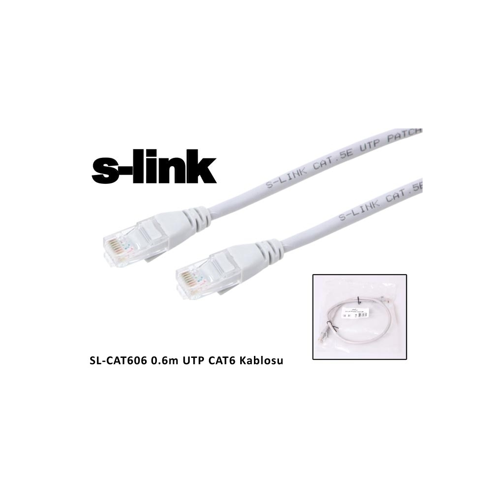 S-LINK SL-CAT606 CAT6 Patch 60CM Kablo (Gri) - S-Link - görsel 2