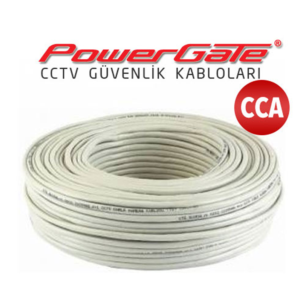 PowerGate CELL 100mt, 2+1 (2x0,22+0,25) CCA %40 Bakır Alışımlı, CCTV Güvenlik Kablosu - PowerGate