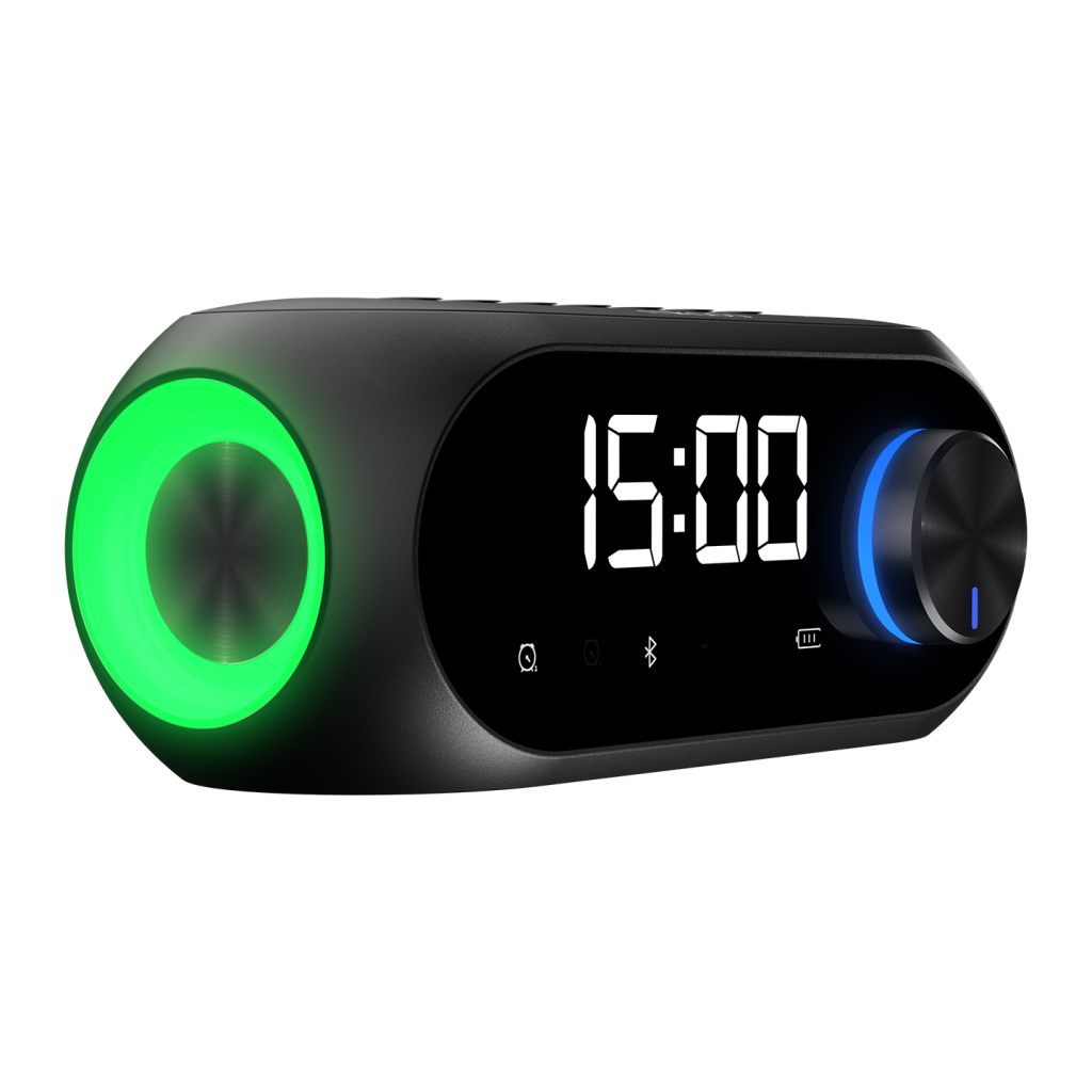 MIKADO MD-W7, Siyah, 5W, FM Radyo, USB, AUX, Bluetooth, Kablosuz, Taşınabilir, 1200mAh Batarya, Alarmlı Saat, Derece ve Speaker - Mikado - görsel 2