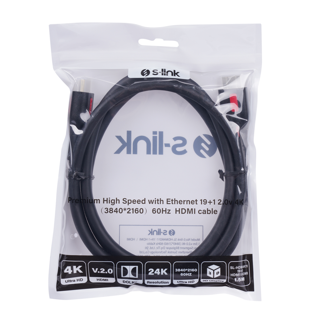 S-LINK SL-HDM4K011 1.5 Mt v2.0 4K (3840*2160) 60Hz HDMI Kablo - S-LINK - görsel 5