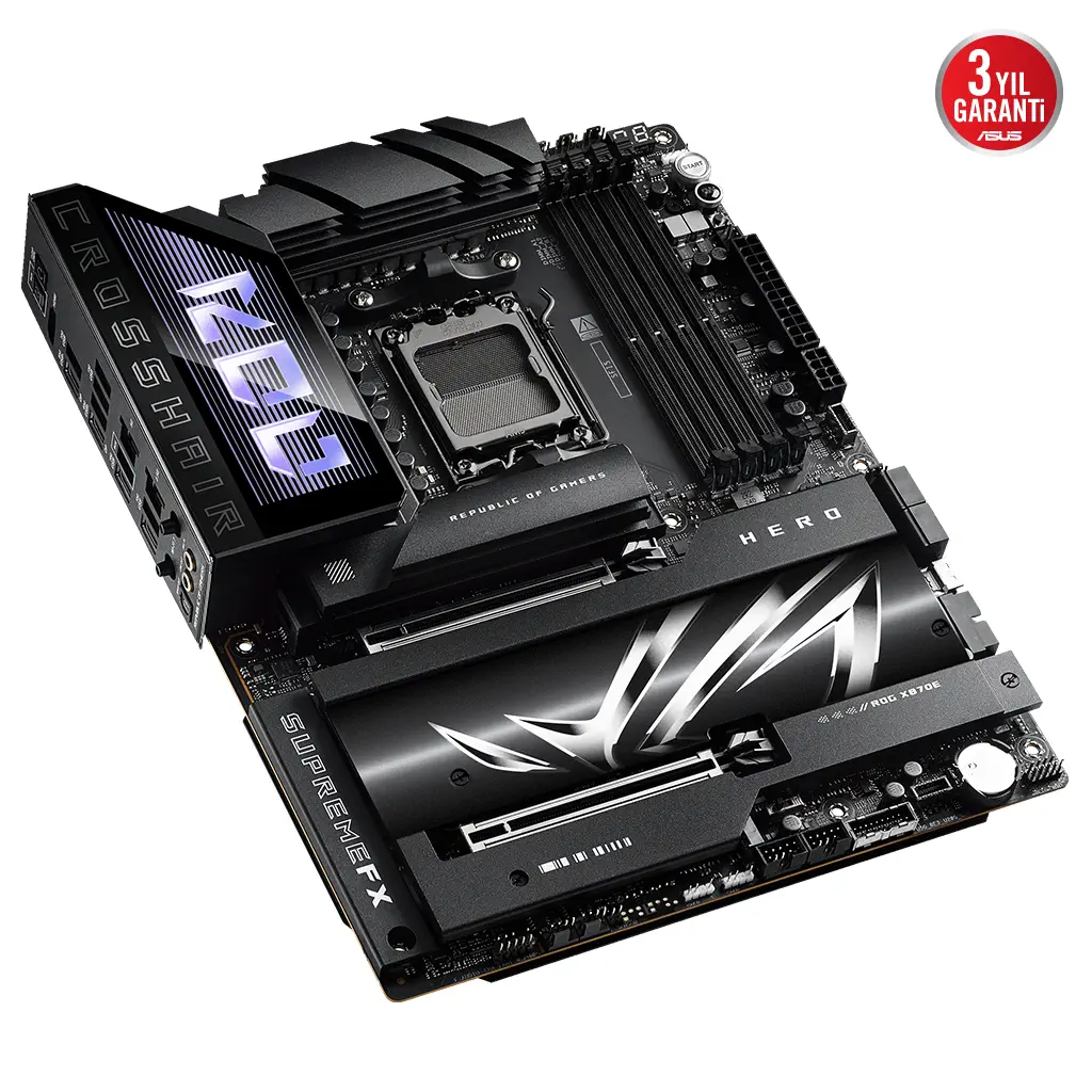 ASUS ROG CROSSHAIR X870E HERO, 4xDDR5, 5xM.2, HDMI, DP, Type-C, PCIe 5.0, 2xWi-Fi 7, Bluetooth v5.4, AM5 Soket GAMING Anakart - Asus - görsel 2
