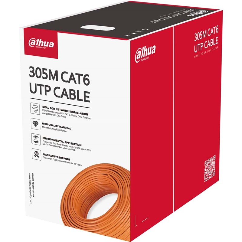 DAHUA PFM922I-6UN-C 305 METRE U/UTP 23AWG CCA TURUNCU RENK CAT6 KABLO - Dahua