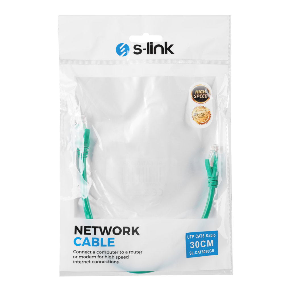 S-LINK SL-CAT6030GR CAT6 Patch 30CM Kablo (Yeşil) - S-Link - görsel 3