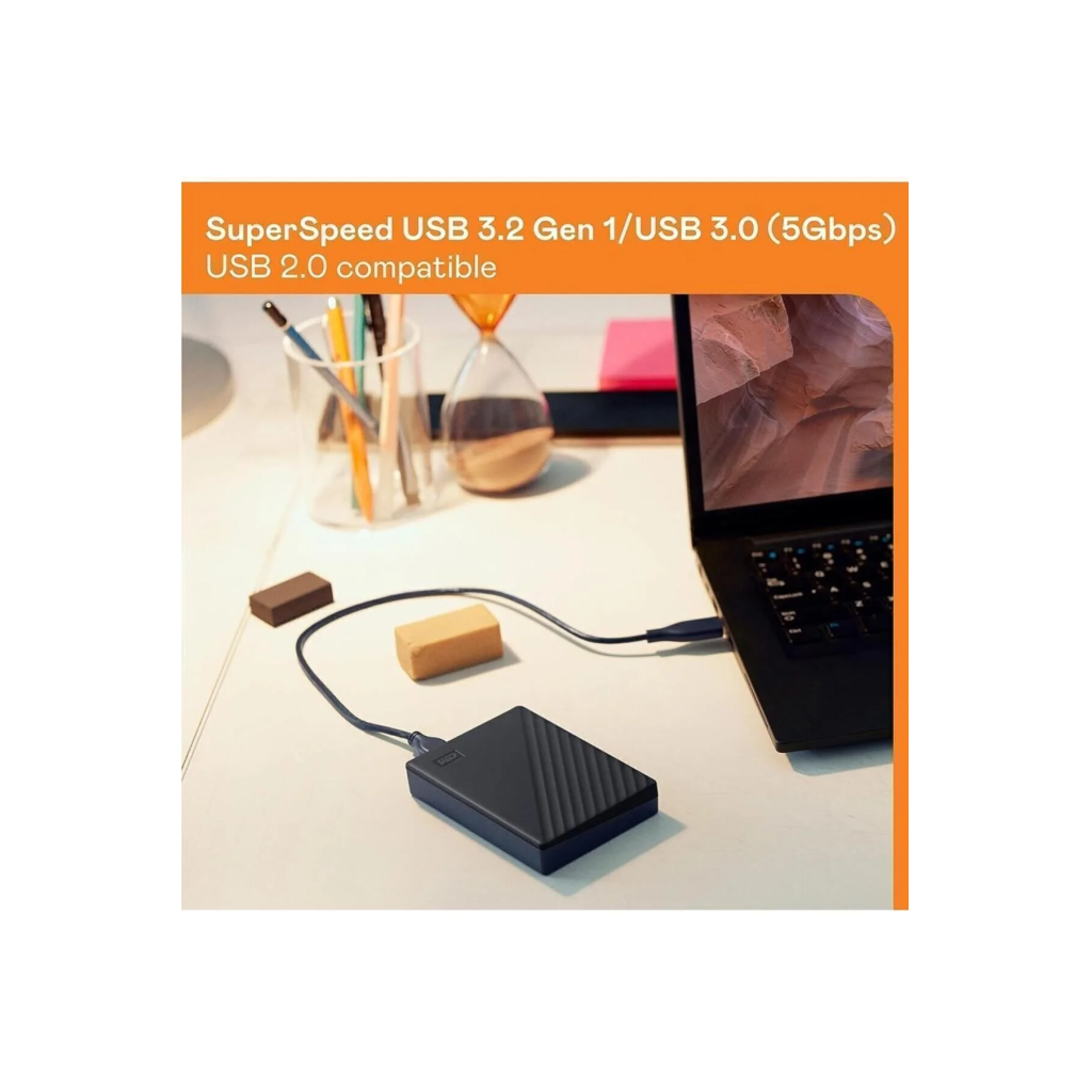WD WDBPKJ0050BBK-WESN MyPassport 5TB, 2,5"   USB3.2, Taşınabilir, Harici HDD Siyah,  (Türkiye Distribütörü Garantili) - Western Digital - görsel 2