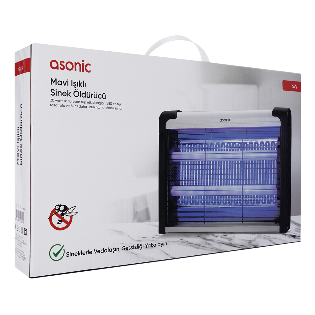 ASONIC AS-A29, Siyah, 6W, 2000V, Masaüstü, Zincir Askılı, 2adet UV Mor Işıklı, Siyah Kasa, Sinek Öldürücü - Asonic - görsel 5