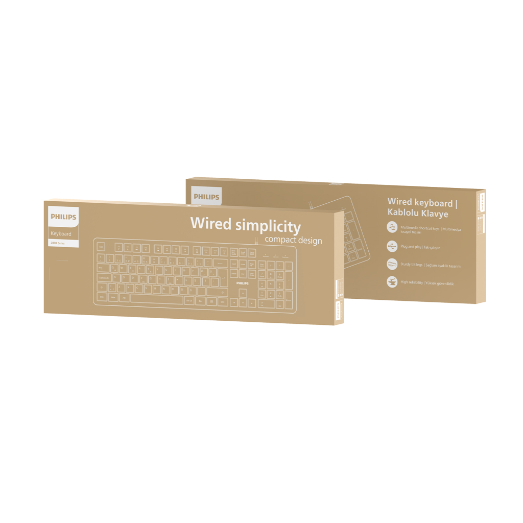 PHILIPS SPK6248B, USB Kablolu, Türkçe Q, Multimedya Klavye (Siyah) - Philips - görsel 5