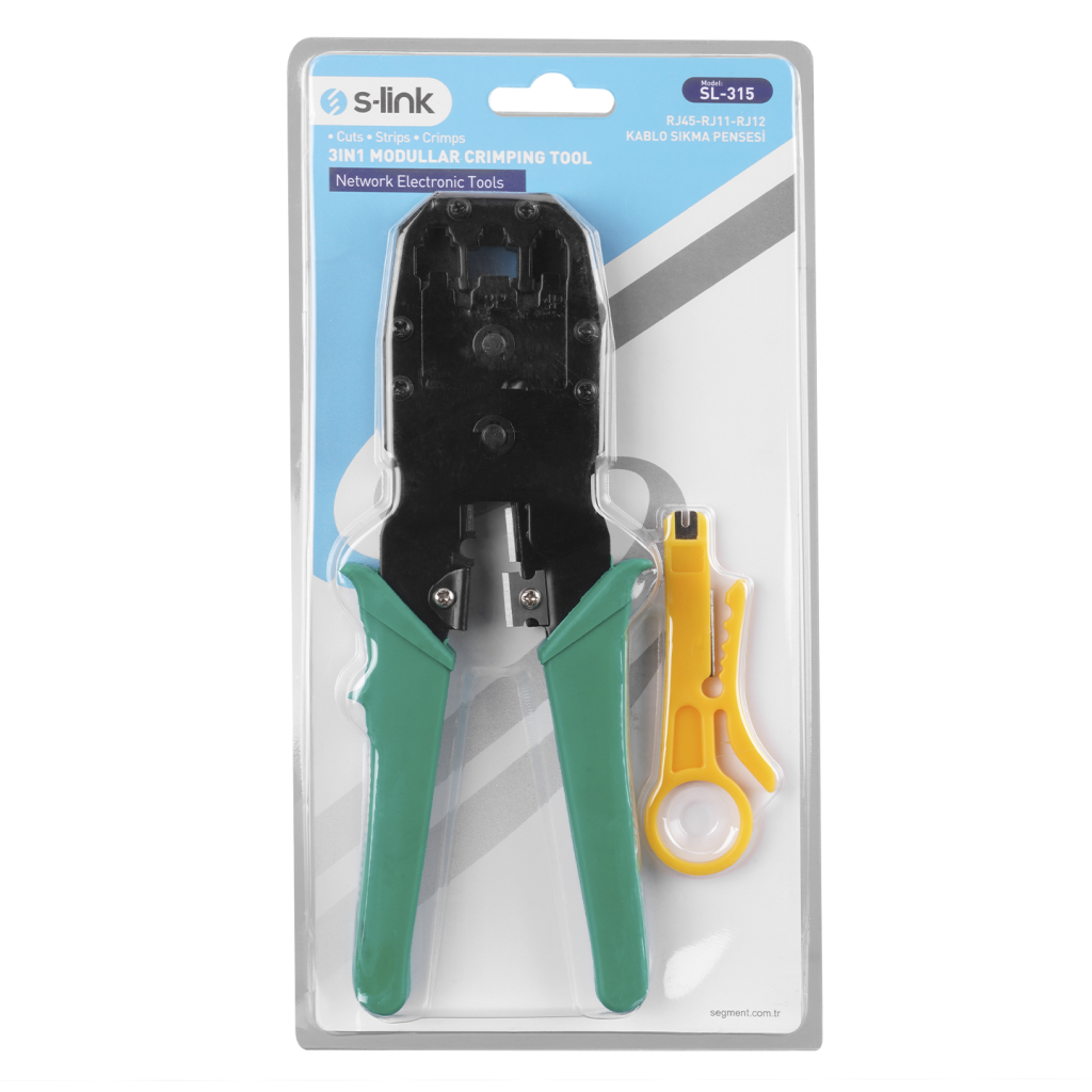 S-LINK SL-315, RJ45/RJ12/RJ11 Üçlü Pense, Kablo Ucu Konnektör Sıkma Pensesi - S-Link - görsel 4