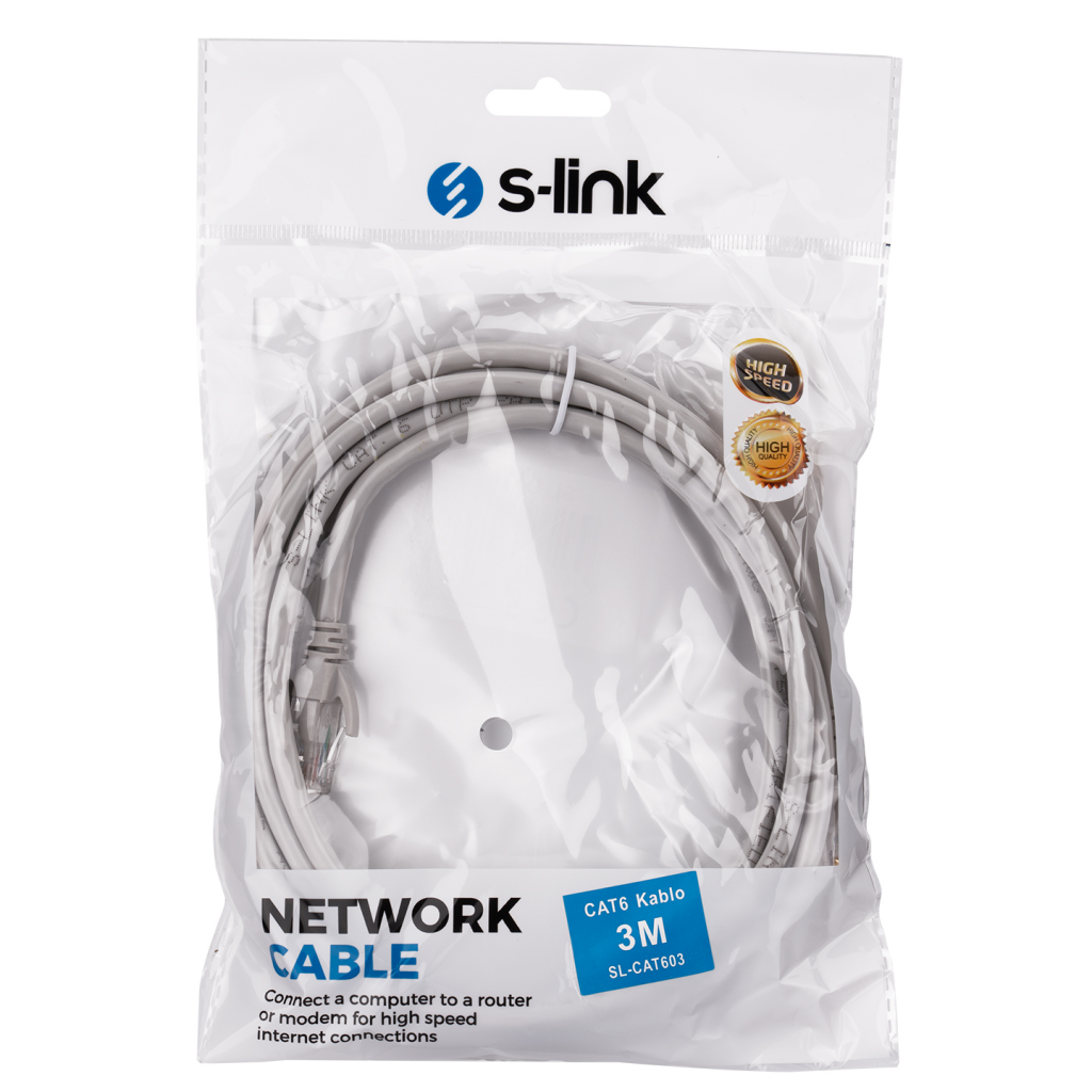 S-LINK SL-CAT603, CAT6, Patch, 3Mt, Kablo (Gri) - S-Link - görsel 3
