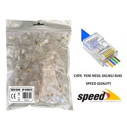 SPEED SP-U100 D CAT6 100 ADET RJ45 KONNEKTOR DELIKLI YENI NESIL - SPEED