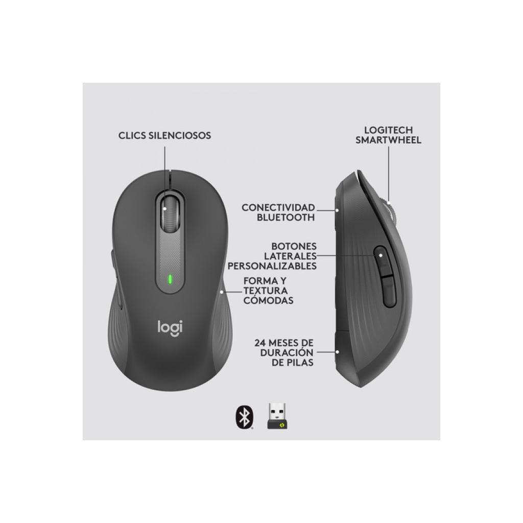 LOGITECH Signature M650 Bluetooth Kablosuz siyah Sessiz Mouse - LOGITECH - görsel 3
