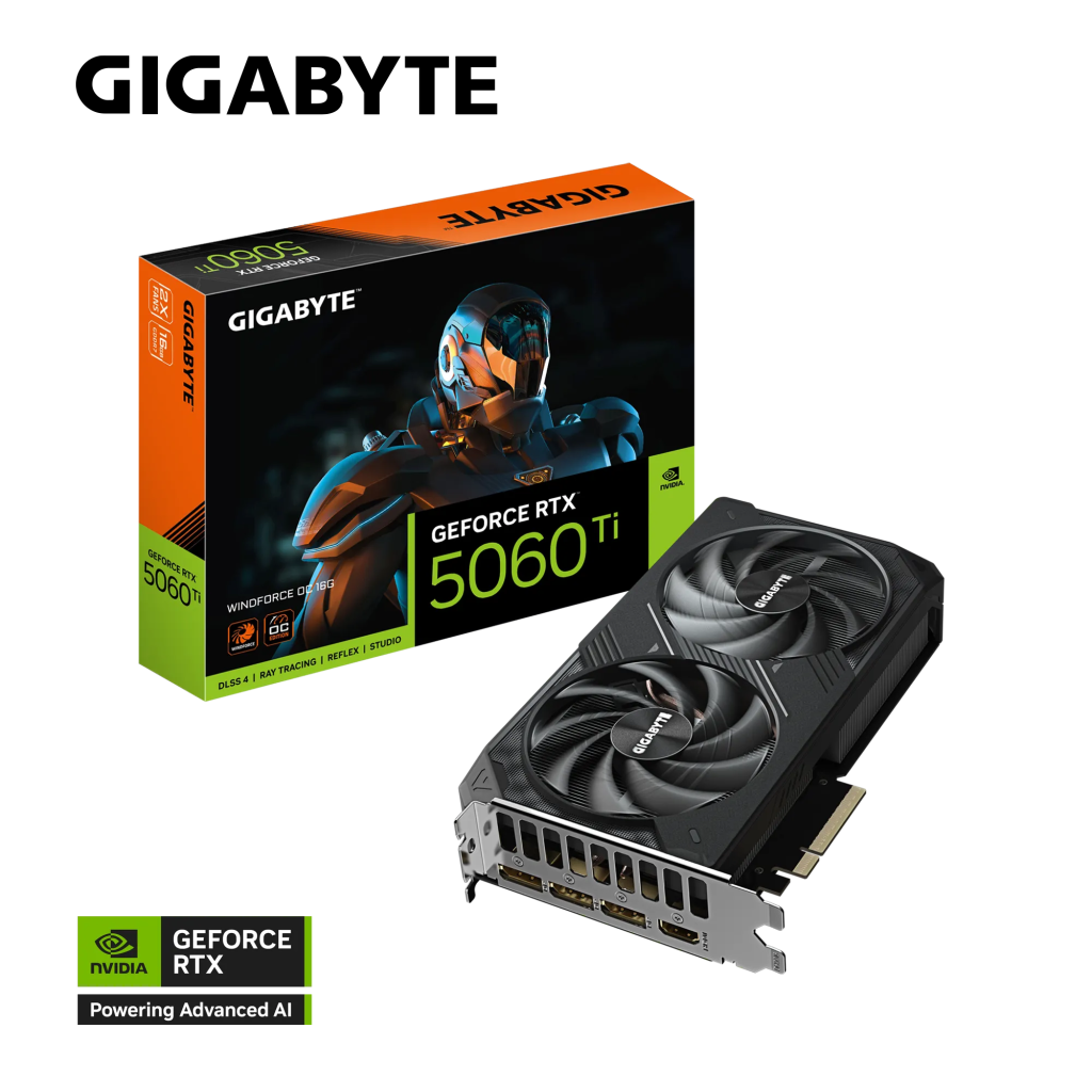 GIGABYTE GV-N506TWF2OC-16GD, RTX5060TI, WINDFORCE OC, 16Gb, GDDR7, 128BIT, 2 Fanlı, 1xHDMI, 3xDP, GAMING Ekran KARTI - Gigabyte