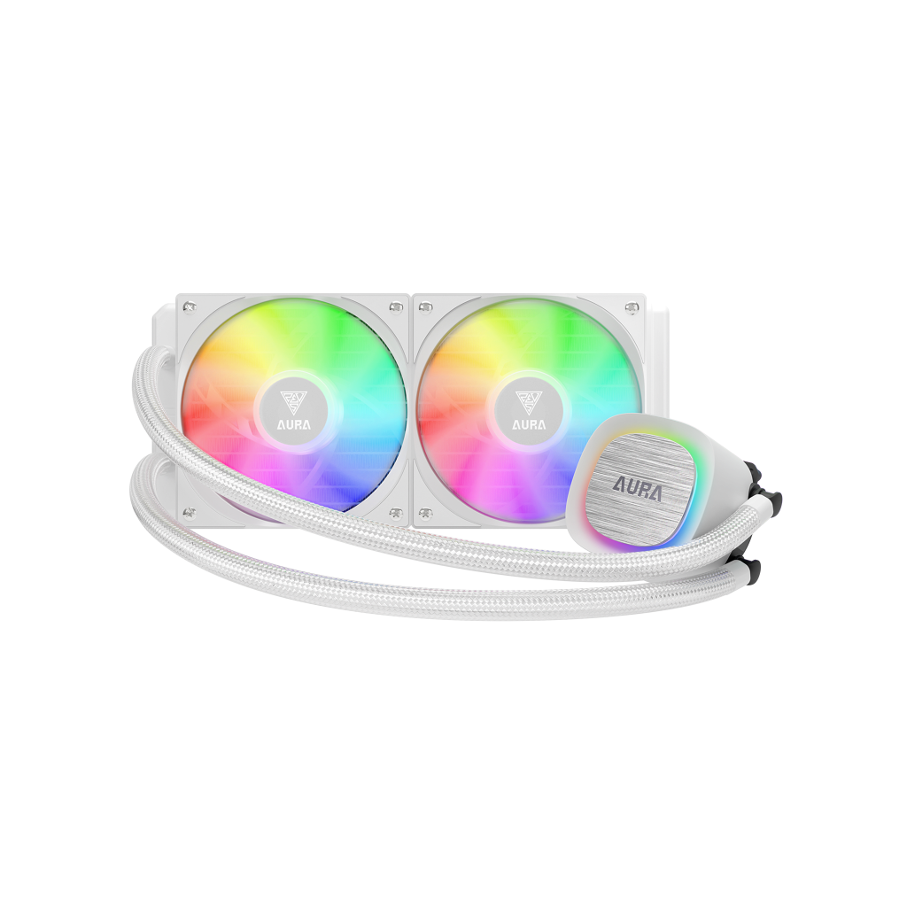 GAMDIAS AURA GL240 V2 WH, White Edition, 240mm,  RGB, 2 Fanlı,CPU Sıvı Soğutma - Gamdias - görsel 3