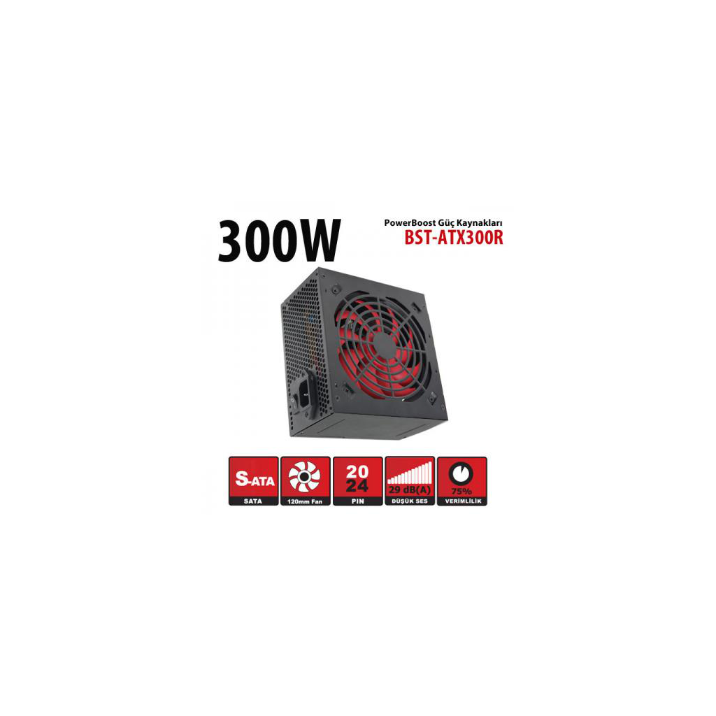 POWER BOOST BST-ATX300R 300W Siyah 12cm Fanlı Power Supply - POWER BOOST - görsel 2