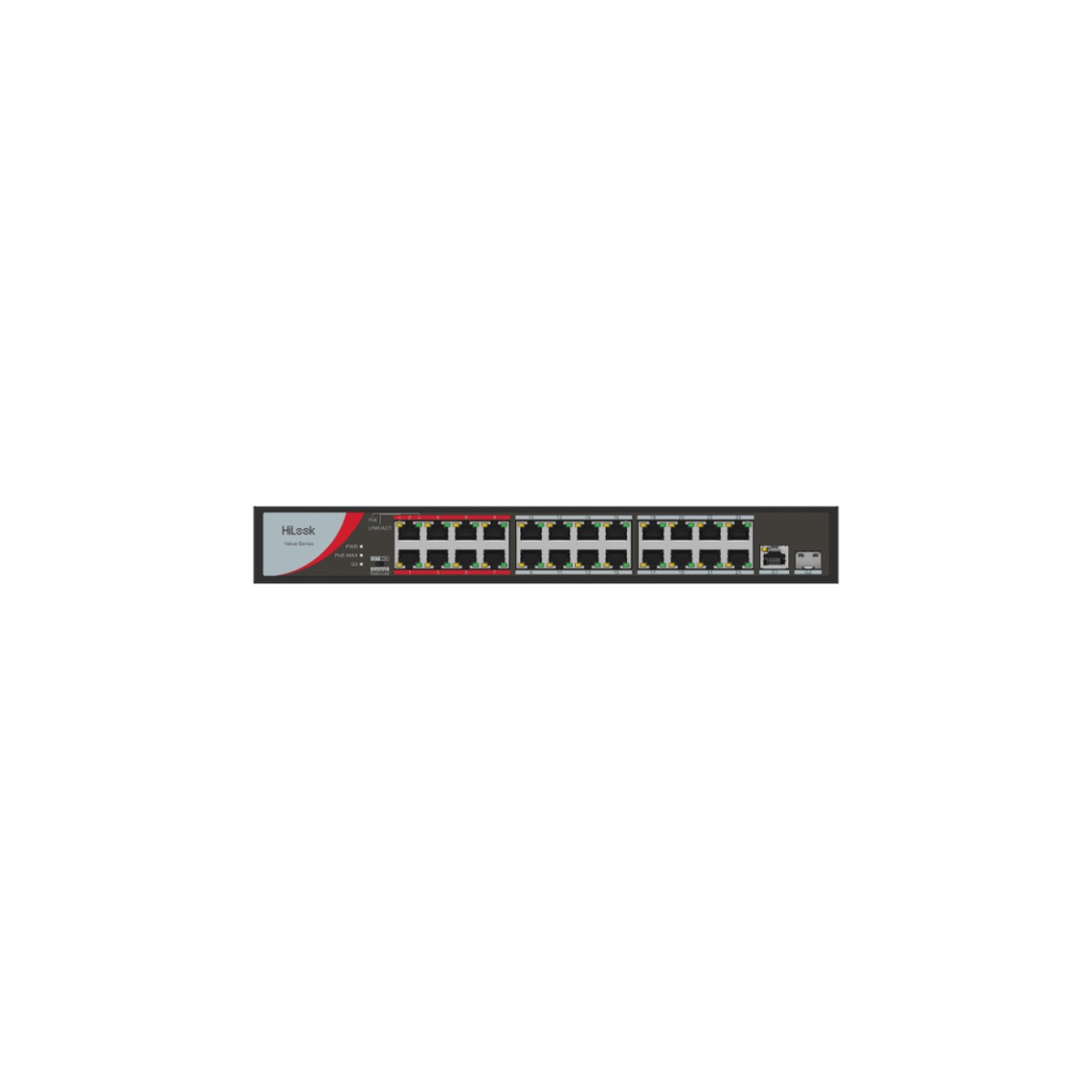 HILOOK NS-0326P-230(B), 24Port, Megabit, PoE 230W, 1 Port GigaBit Lan, 1 Port GigaBit SFP, Long Range 250Metre, Yönetilemez, Masaüstü Switch - Hilook - görsel 3