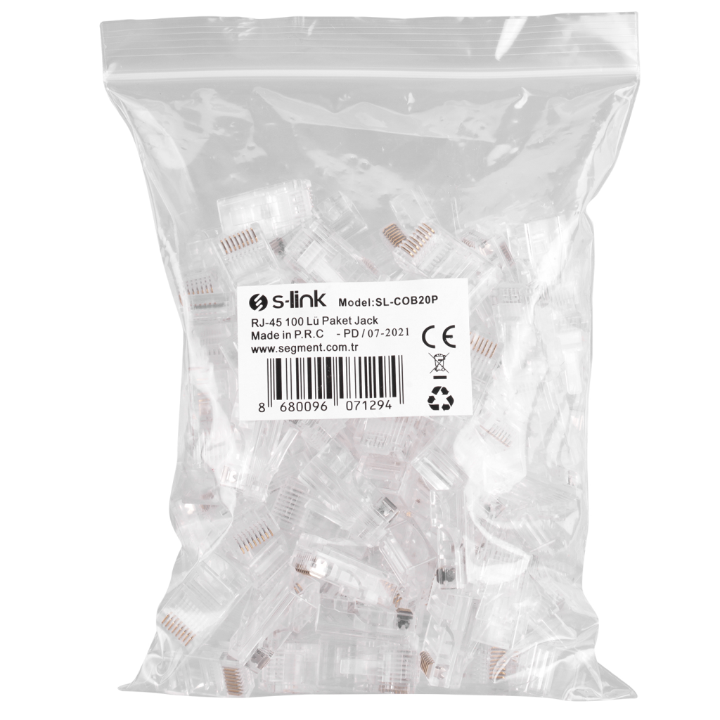 S-LINK SL-COB20P CAT6 UTP Yeni Nesil RJ45 Konnektör (100 Adet) - S-LINK - görsel 4
