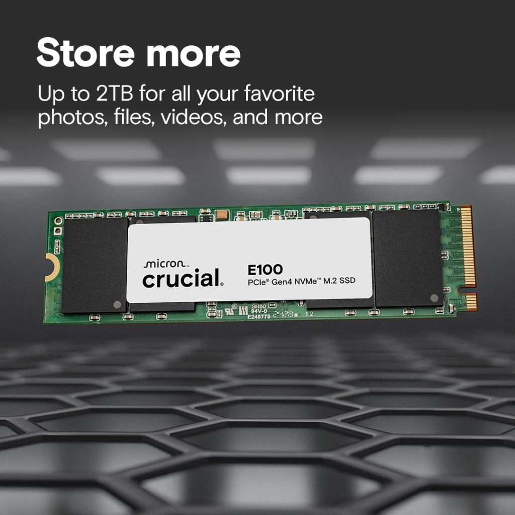 CRUCIAL CT2000E100SSD8, E100, 2TB, 5000/4500, Gen4, NVME PCIe M.2 2280, SSD - Crucial - görsel 3